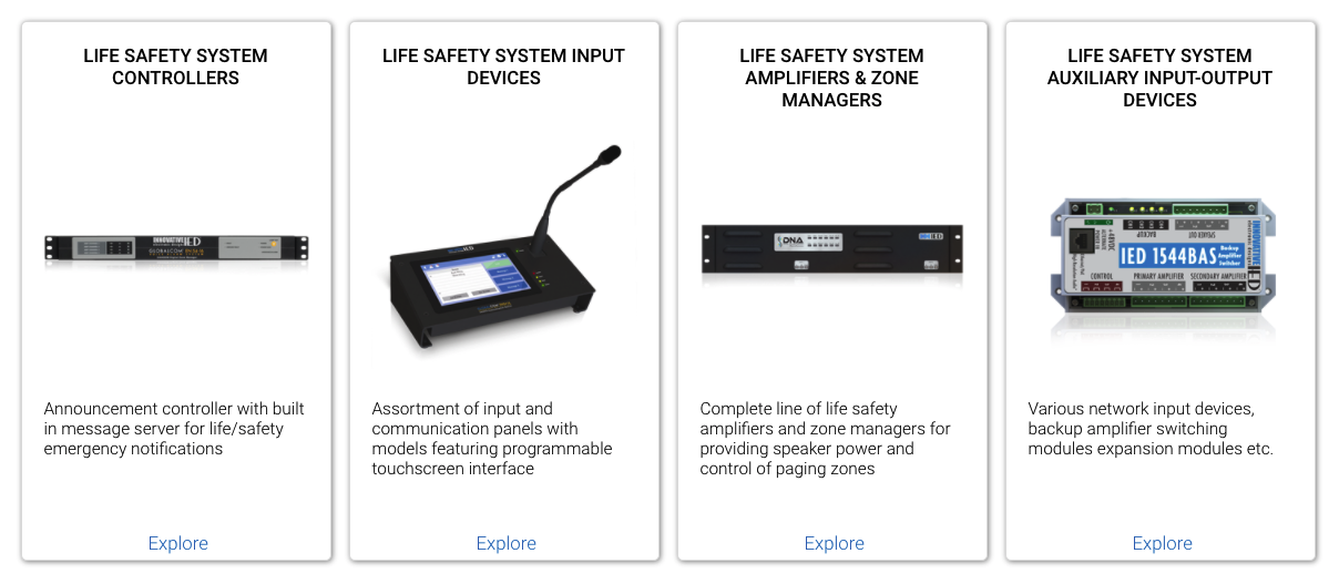 AtlasIED Life Safety System Controllers, Input Devices, Amplifiers & Zone Managers, Auxiliary Input-Output Devices